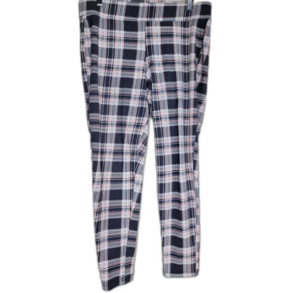 Torrid Plaid Pink & Black Leggings - sz 1 - Picture 1 of 5
